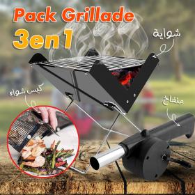PACK CHWA 3EN1 Barbecue + Souffleur + Sac a grillade